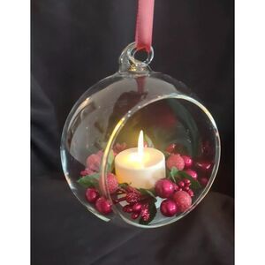 Luminara Flameless Candle Red Berry Christmas Tree Ornament Hanging New